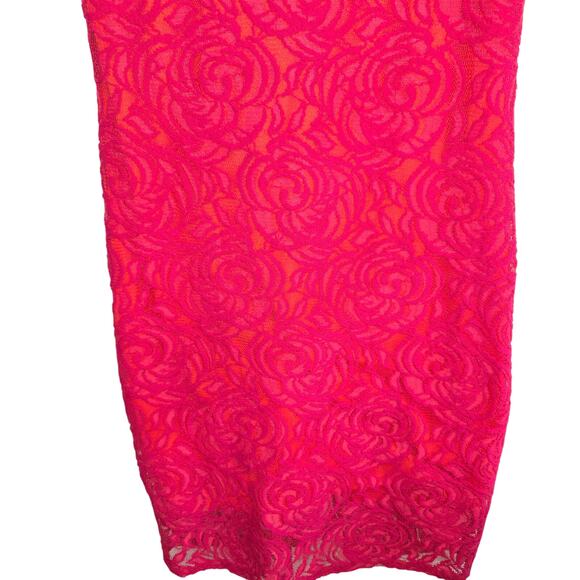 Cato Women's Dress 12 Pink Orange Lace Cap Sleeves  Sun Misses Size Large L - Picture 3 of 7